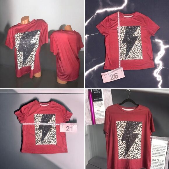 Lightning Bolt T-Shirt l Animal print accents l Short sleeves l 1X l EUC - Picture 9 of 9
